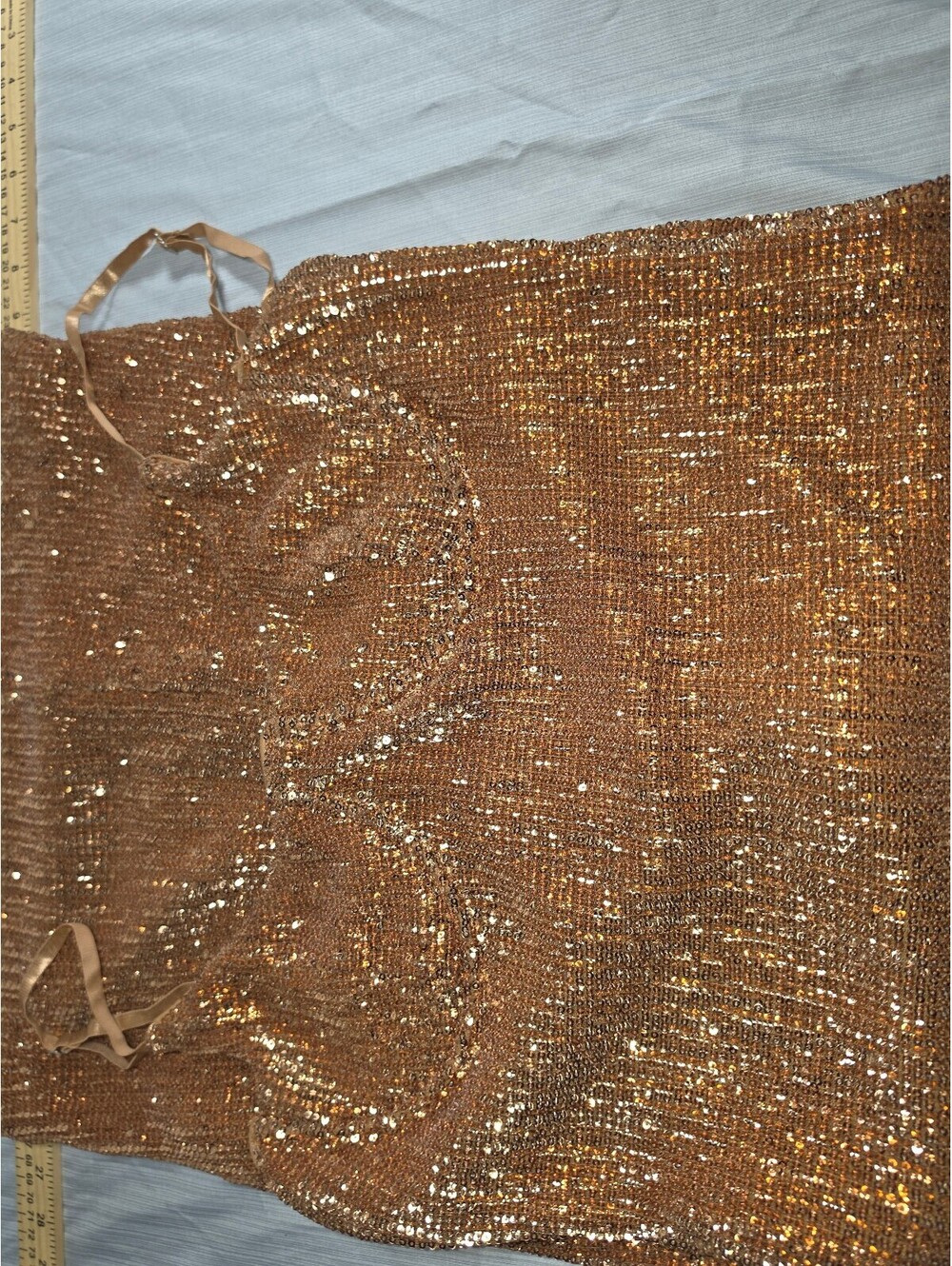 Fashion Nova Copper Gold Sequin Mini Dress XL – Sparkle Party Club Dress - Picture 3 of 14
